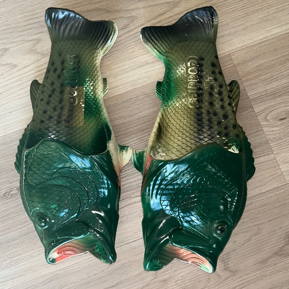 Coddies Fish Sandals/Slippers Green Men’s M 10-11.5 Unisex Fisherman Gift
